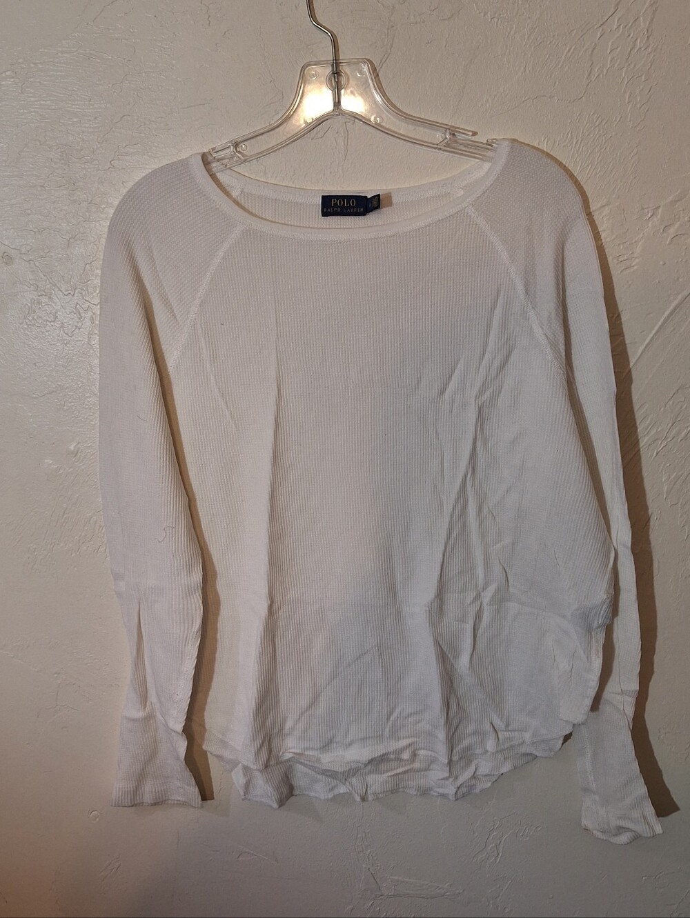 Polo Ralph Lauren White Thermal Cotton Blend Women's L Layering Lightweight